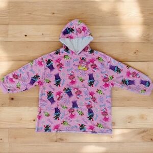 NWT Trolls Girl's Flame-Resistant Hooded Sleepwear / Wearable Blanket Size S/M